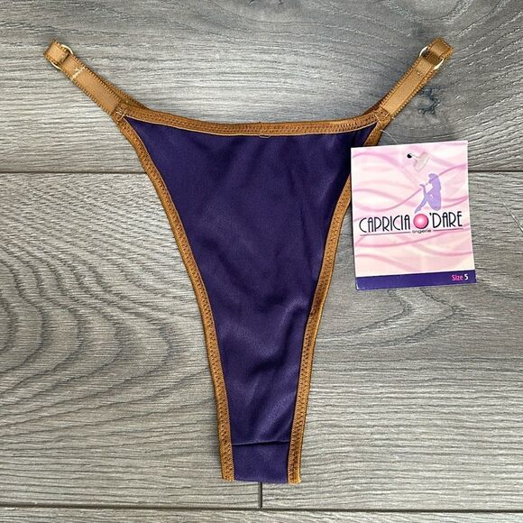 Worn, Sexy Purple and Tan/Golden Thong - Picture 1 of 7